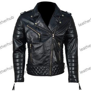 Blouson en cuir de motard fait main, Blouson en cuir pour femme, Blouson en cuir noir pour femme, Blouson en cuir d'agneau Slim Fit Motorcycle Biker Jacket