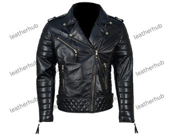 Handmade Lambskin Leather Biker Jacket - Slim Fit Motorcycle Jacket