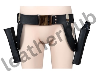 Cinturón de cuero para disfraz de El Mandaloriano, cinturón de mujer de Sabine Wren, cinturón de doble funda, disfraz de cosplay Rebels Ghost Crew, cinturón de Star Wars