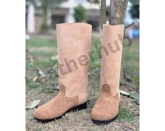 Botas altas de cuero con clavos, botas de recreación histórica y cosplay para hombre, botas alemanas M1866 hechas a mano, botas militares prusianas