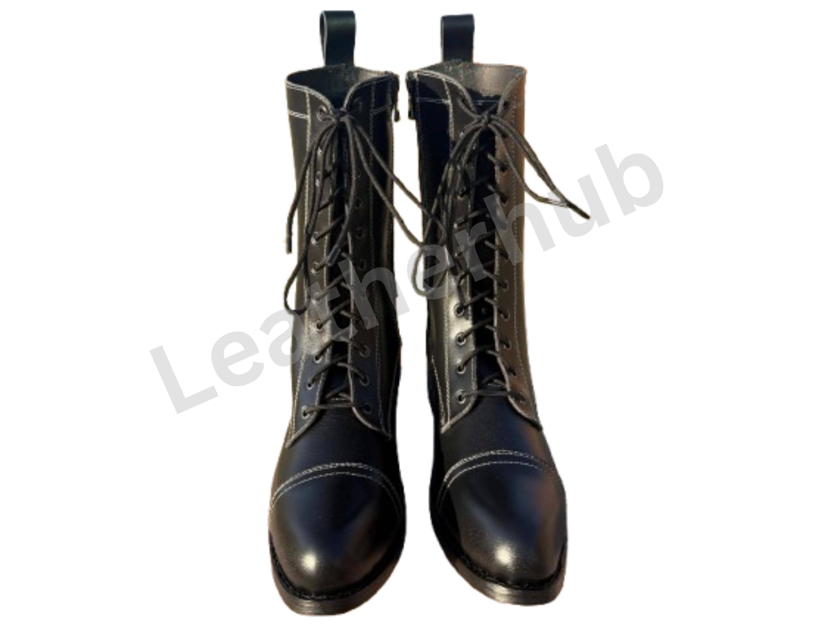 Stivali Donna Police Neri Biker Boots In Pelle Made In Italy - Foto 3
