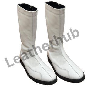 Pro Wrestling Boots, Handmade White Wrestling Long Boots, Men Women Wrestling Boots, Goatskin Leather Wrestling Boots, 100% Original Leather