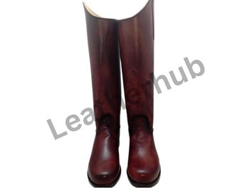 Men's Handmade Goatskin Leather Riding Boots: Equestrian Style