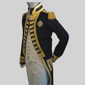 Handmade Wool Hussar Jacket: 18th Century Steampunk Military Coat