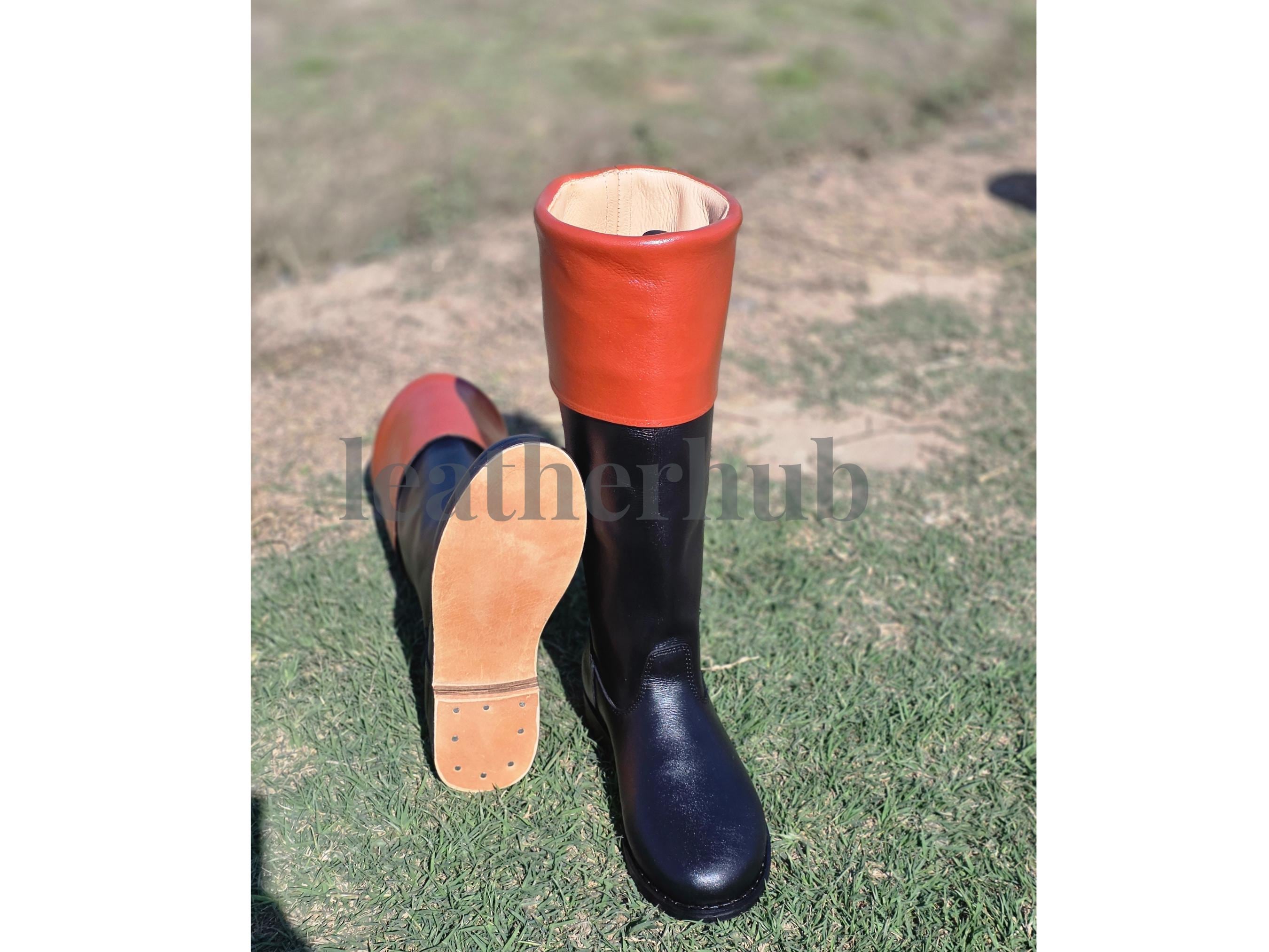 Revolutionary War–style Colonial Tall Boots, Handmade Colonial Leather ...