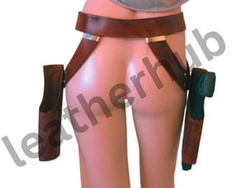 Cinturón de mujer Sabine Wren, cinturón de doble funda, disfraz de cosplay Rebels Ghost Crew, cinturón de Star Wars, cinturón de cuero para disfraz de The Mandalorian