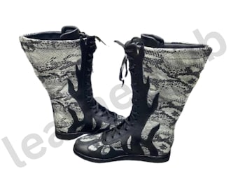 Handmade Leather Wrestling Boots: High-Top, Non-Slip