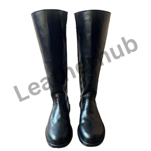 Men&#39;s Handmade Black Leather Riding Boots: Equestrian Style