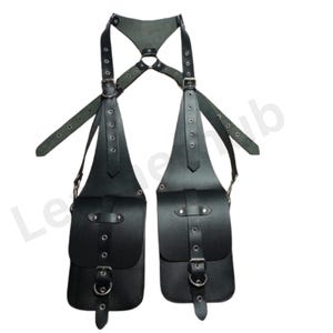 Leather Festival Bag, Real Leather Shoulder Bag, Black Leather Holster Bag, Chest Bag Leather Men&#39;s Harness Bag Leather Motorcycle Bag Vest