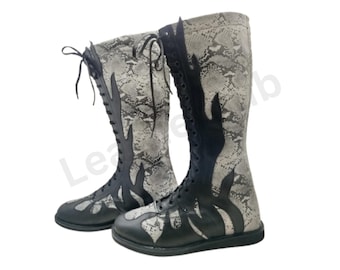 Handmade Leather Pro Wrestling Boots: High-Top, Durable Cowhide
