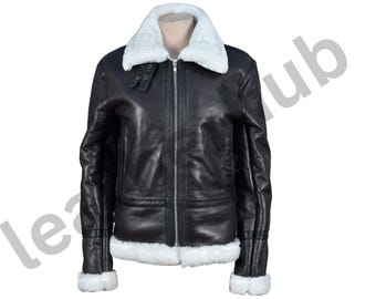 Women's Shearling Aviator Jacket: Distressed Lambskin Leather Bomber