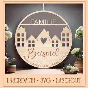 Archivo láser signo puerta signo corona corte láser SVG archivo corte láser bienvenido trazador láser primavera Pascua nombre del bucle familiar