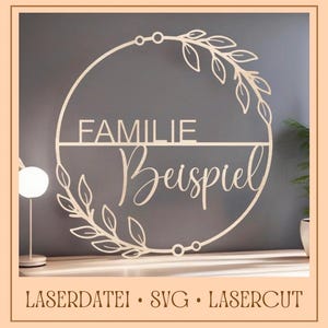 Sinal de arquivo a laser sinal de porta guirlanda família corte a laser arquivo SVG vetor guirlanda de porta primavera modelo personalizado de boas-vindas de Páscoa