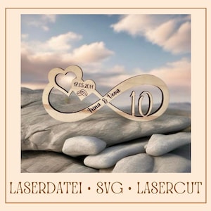 Anniversario di matrimonio SVG Segno di infinito Segno di legno Regalo Taglio laser per taglio laser legno Idea regalo di anniversario di San Valentino