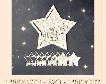 Laser file Christmas Christmas decoration Laser cut SVG file Star Advent Christmas ball Landscape Laser cutting SVG Gnome