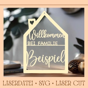 Laserdatei Schild Türschild Türkranz Frühling Ostern Familien Name Lasercut Datei Laserschneiden Herzlich Willkommen Vorlage svg deko Haus