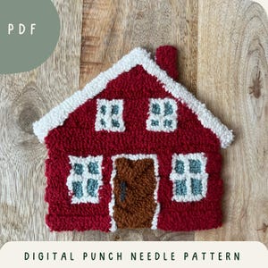 Digital Punch Needle Pattern - Cozy House | PDF Pattern for DIY Punch Needle Project | scandinavian house Punch Needle | Digital embroidery