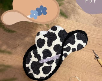 Cow pattern Cowboy hat Punch Needle Pattern PDF – western Embroidery – Instant Download – DIY