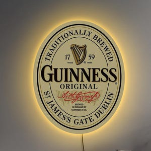 Guinness neon sign, Guinness logo art, Guinness beer sign, Bar neon sign pub, Beer neon sign, Guinness label gift, Guinness wall art decor