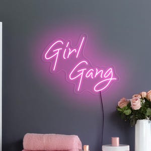 Girl gang neon sign, Girls room neon sign, Pink neon sign, Teen girl gift, Neon sign bedroom, Feminist neon sign decor, Girl gang art decor