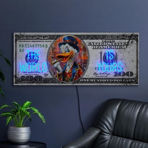 The world is yours neon sign, Money neon sign, Dollar neon sign Scrooge, Money pop art artwork, Money wall art decor, Dollar wall art decor