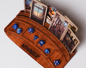 Board game card holder, Board game card stand, Wood gaming tray, Family game night gift, Game card storage, Token trays board games