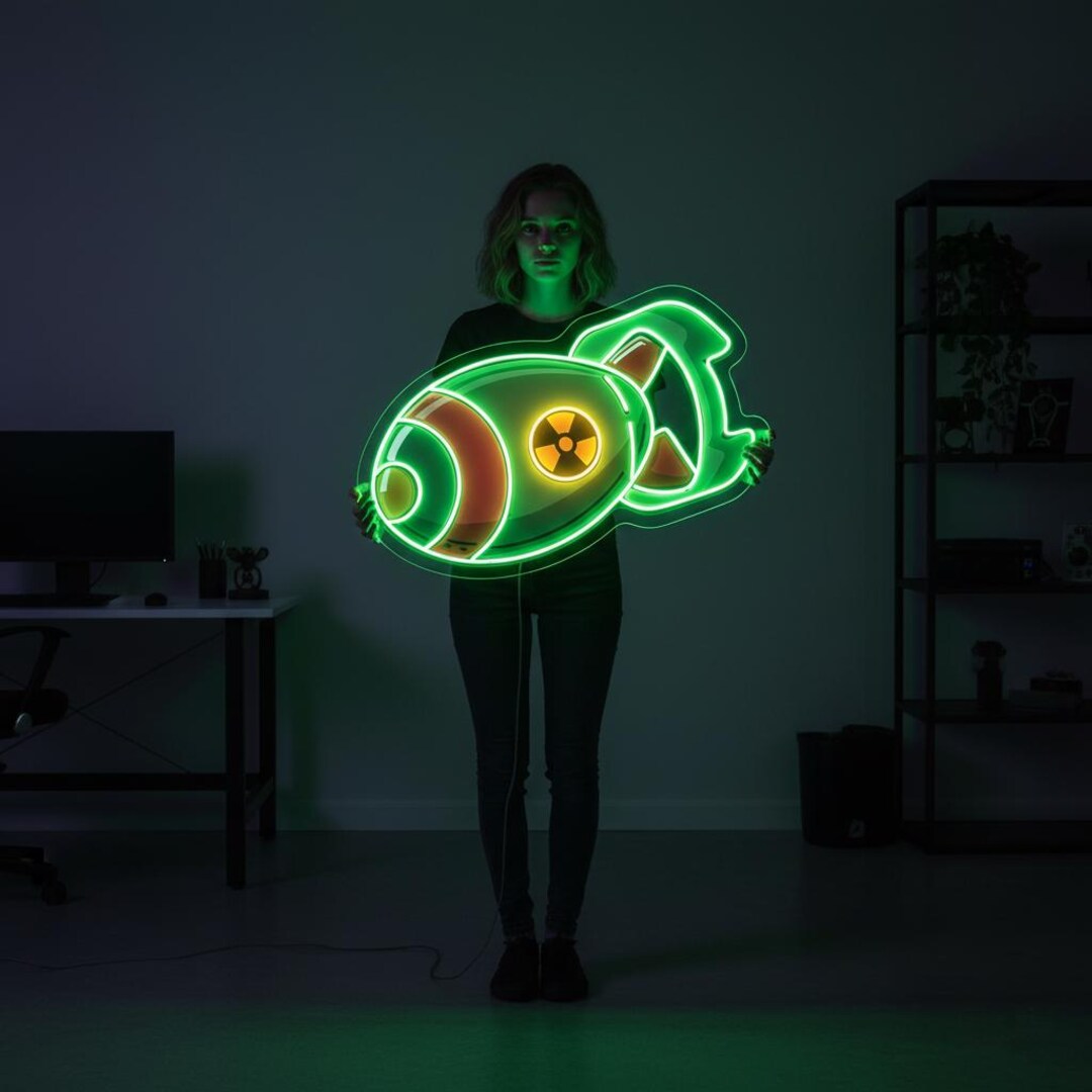 Nuclear Bomb Neon Sign, Atomic Bomb Neon Light, Radioactive Neon Sign ...