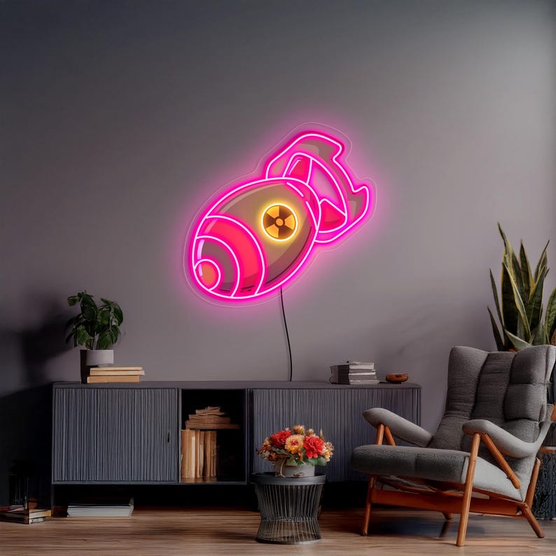 Nuclear Bomb Neon Sign, Atomic Bomb Neon Light, Radioactive Neon Sign ...
