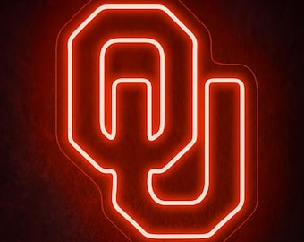 Oklahoma University neon sign, Oklahoma Sooners neon sign, Oklahoma Sooners logo, Football team sign decor, Oklahoma Sooners wall art decor