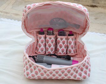 Personalized Airwrap Vanity Case with Compartments for Dyson/Shark Products: Travel Pouch, Bridesmaid Gift.