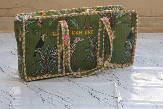 American nigh Game Bag .Embroidered Mehjong tile Bag , Gift for Mahjong Lover, Mahjong Accessories Bag, Mah jongg bag