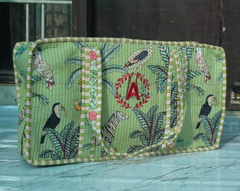 Personalisierte Mahjong Quilted Cotton Tote Bag. Bestickte Mehjong-Fliesen-Tasche, Geschenk für Mahjong-Liebhaber, Mahjong-Zubehörtasche.