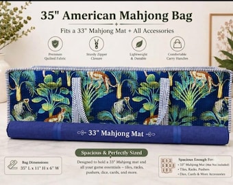 Bolsa de Mahjong personalizada de 89 cm / Estuche de viaje acolchado para Mahjong americano / Capacidad para tapete de 84 cm y accesorios / Regalo personalizado para una noche de juegos para ella