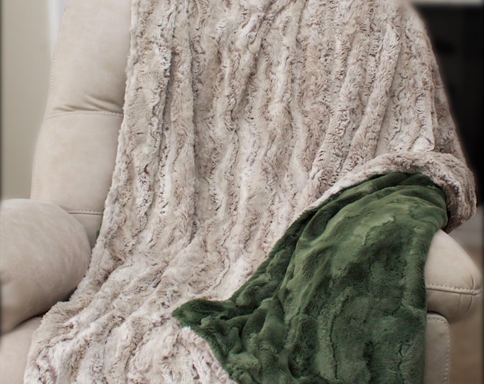 Adult Minky Blanket | Sandshell Wild Rabbit Plush Blanket, Soft Cozy Throw, Neutral Home Blanket, Perfect Gift for Her