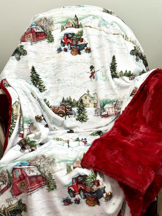 Adult Minky Blanket, Tis the Season Christmas Minky Blanket, Throw Blanket, Minky Blanket Adult, Farmhouse Blanket, Farmhouse Christmas