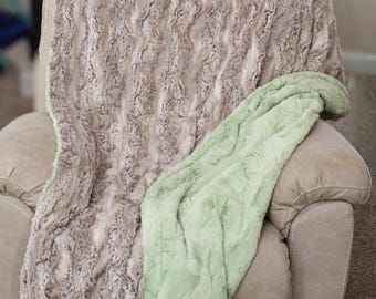 Wild Rabbit Adult Minky Blanket | Luxury Faux Fur Throw | Woodland Blanket | Ultra Soft Couch Blanket | Cozy Gift for Mom