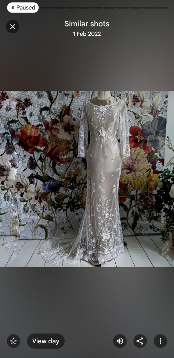 antique lace wedding dresses vintage Vintage 1930s Long Sleeve Silk Wedding Dress