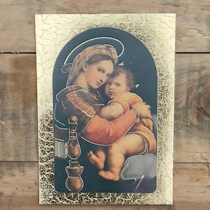 Conjunto de 20 imágenes de la Virgen María con el Niño Jesús en cartulina con borde dorado, 2,5 x 3,5 pulgadas, fabricadas en Italia.