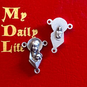 Set of 5 Large Rosary Center Madonna and Baby Jesus , 1 inch