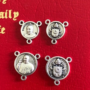 Set of 12 Italian Pope Francis Rosary Centers  with official Pope Seal,  2 sizes available