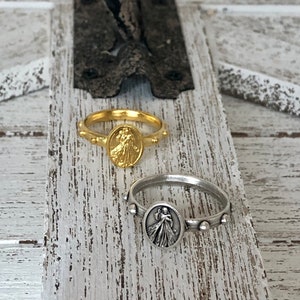 Divine Mercy Rosary Ring, SET OF 5 Silver or Gold Tone, Decade Rosary Rings