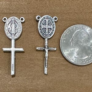 5 Crucifix of  St Benedict Combination Crucifix and Rosary Center, Stamped Italy