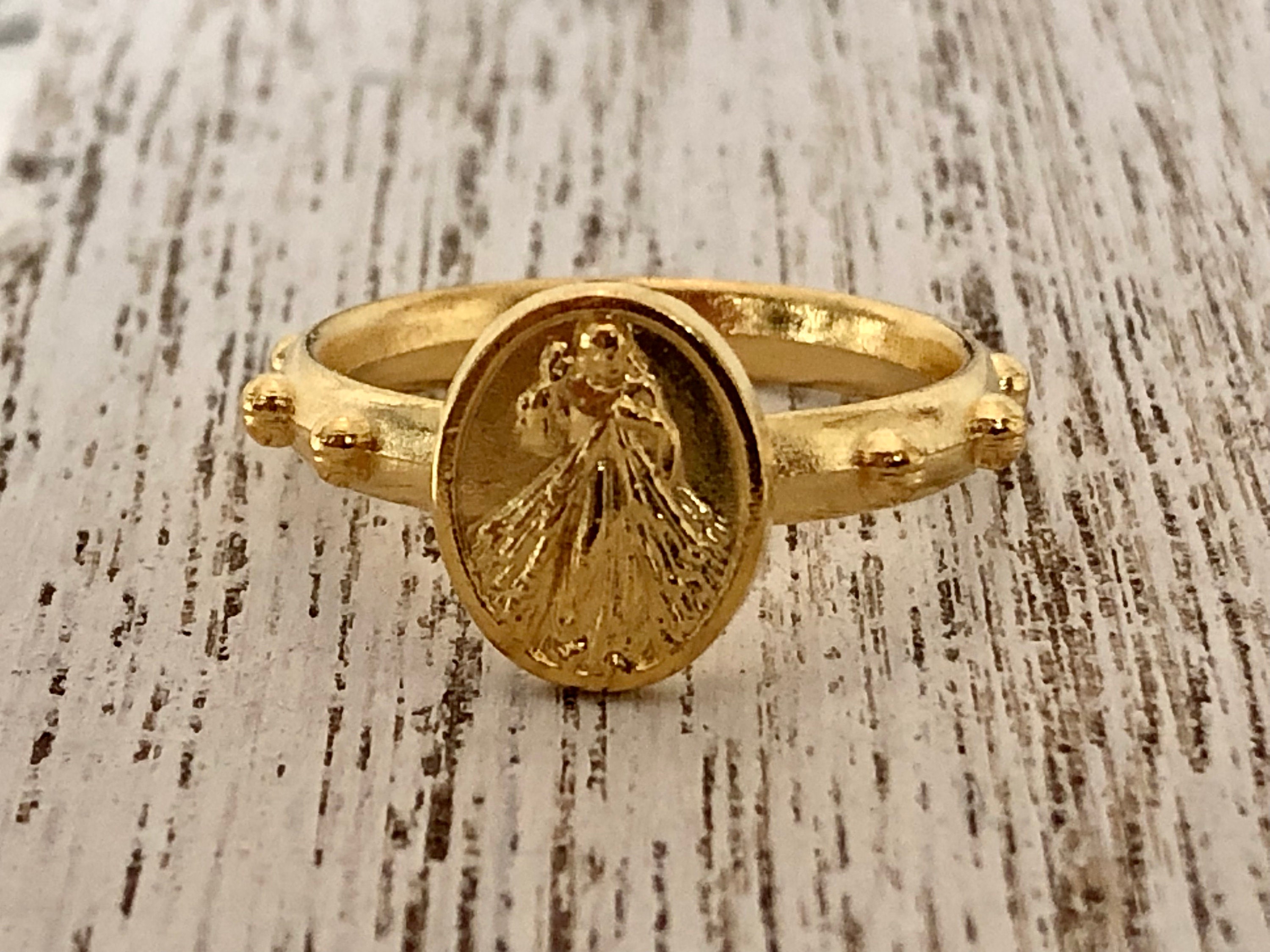Mercy Robes Rings Divine Mercy Rosary Ring, SET OF 5 Silver or Gold Tone, Decade Rosary ...