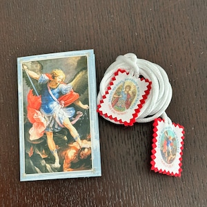 Scapulars With Prayer Cards For Reflection, 20&quot; length, Divine Mercy, Padre Pio, Our Lady of Grace, St Francis of Assisi and more