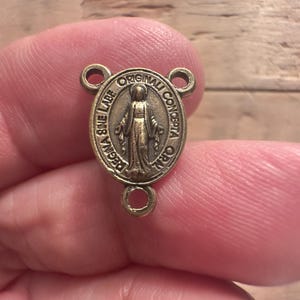 Set of 5 Bronze Miraculous Medal Rosary Center Piece 1/2&quot;, Made in Italy