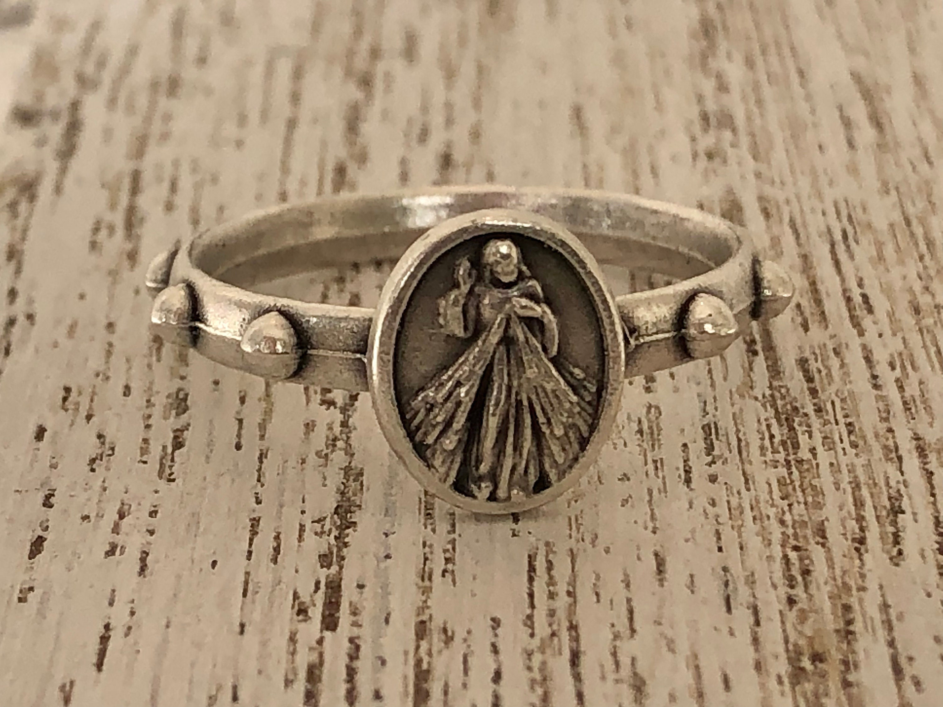 Mercy Robes Rings Divine Mercy Rosary Ring, SET OF 5 Silver or Gold Tone, Decade Rosary ...