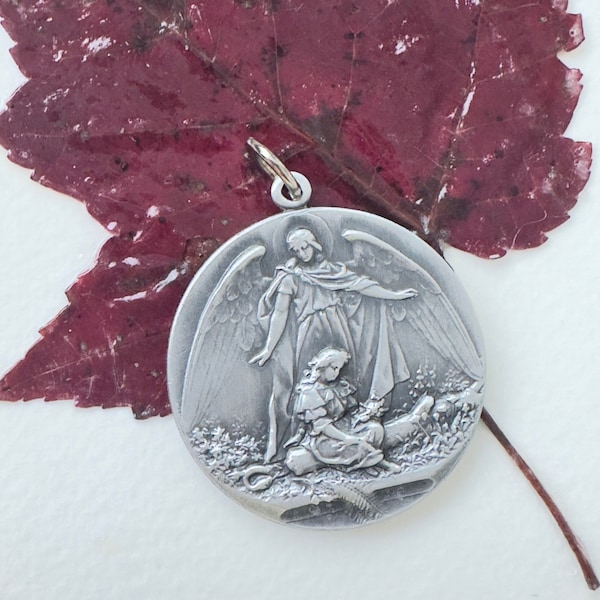 Médaille ange gardien pour berceau, médaillon en aluminium, grande médaille ange gardien, 2 tailles