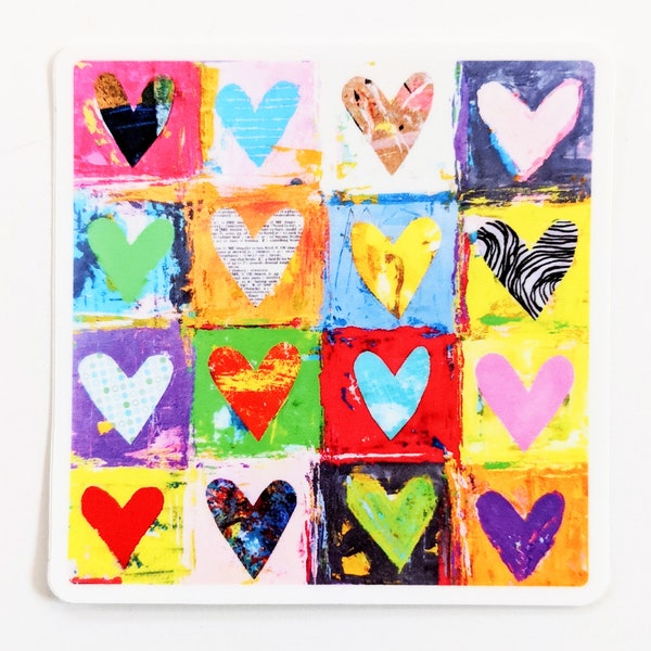 Sticker - Colorful Heart Grid