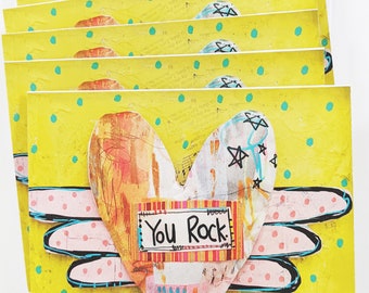 Note Card Set - You Rock Flying Heart