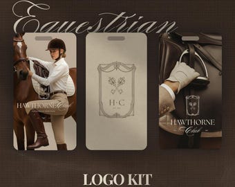Equestrian Logo Design | Premade & Editable Canva Logo Template | Country Club Logo | Old Money Logo Kit For Small Business | Luxury Logos